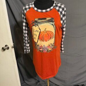 LUCKY & BLESSED Graphic Print Shirt Size S